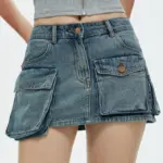 Short Denim Skirt With Pockets
